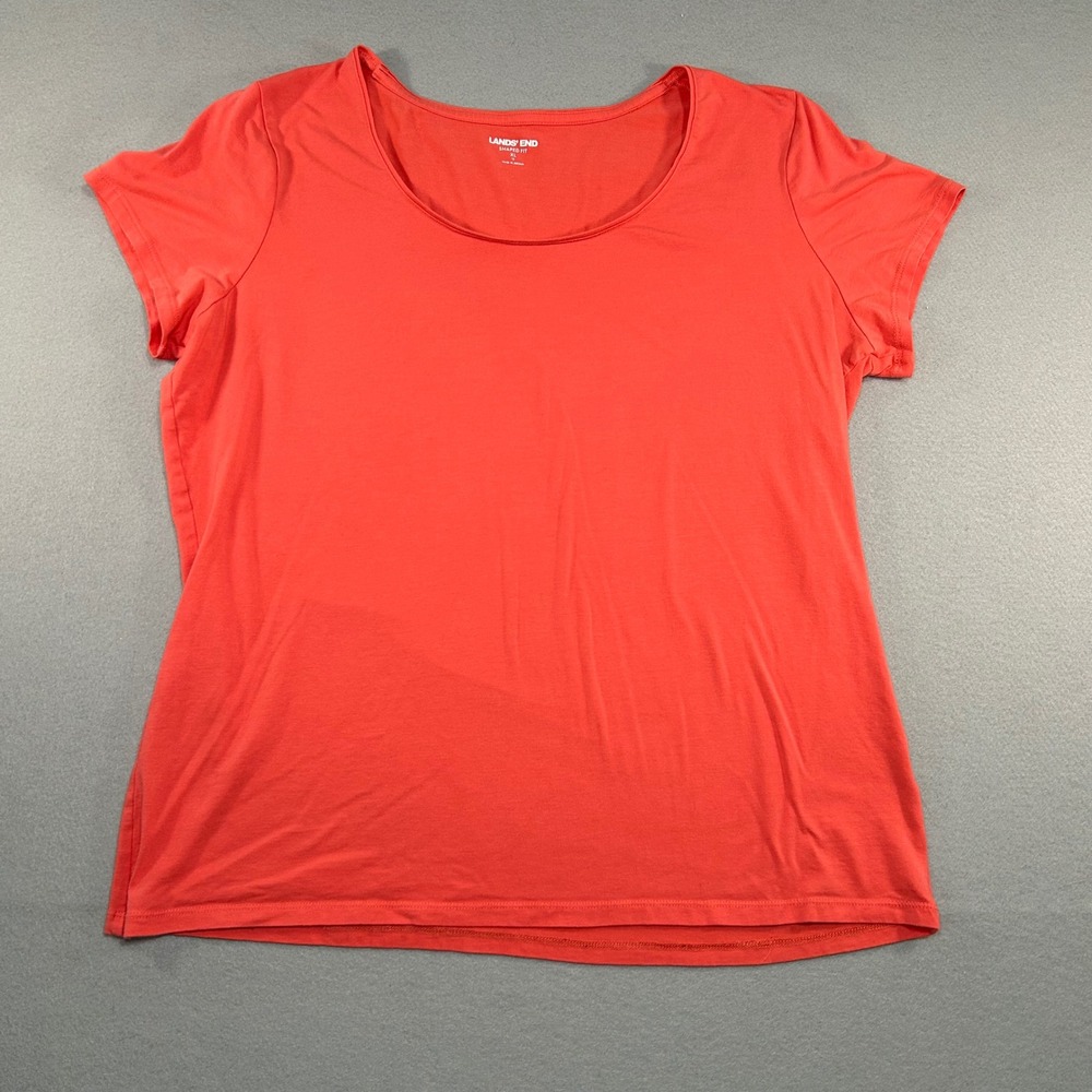 Lands' End T-Shirt Womens XL Coral Shaped Fit Scoop Neck Short Sleeve Top